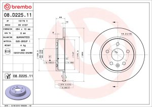Chevrolet Cruze Brake Rotor (1) - Rear - Brembo OE - OE Equivalent UV Coated - `16-`19